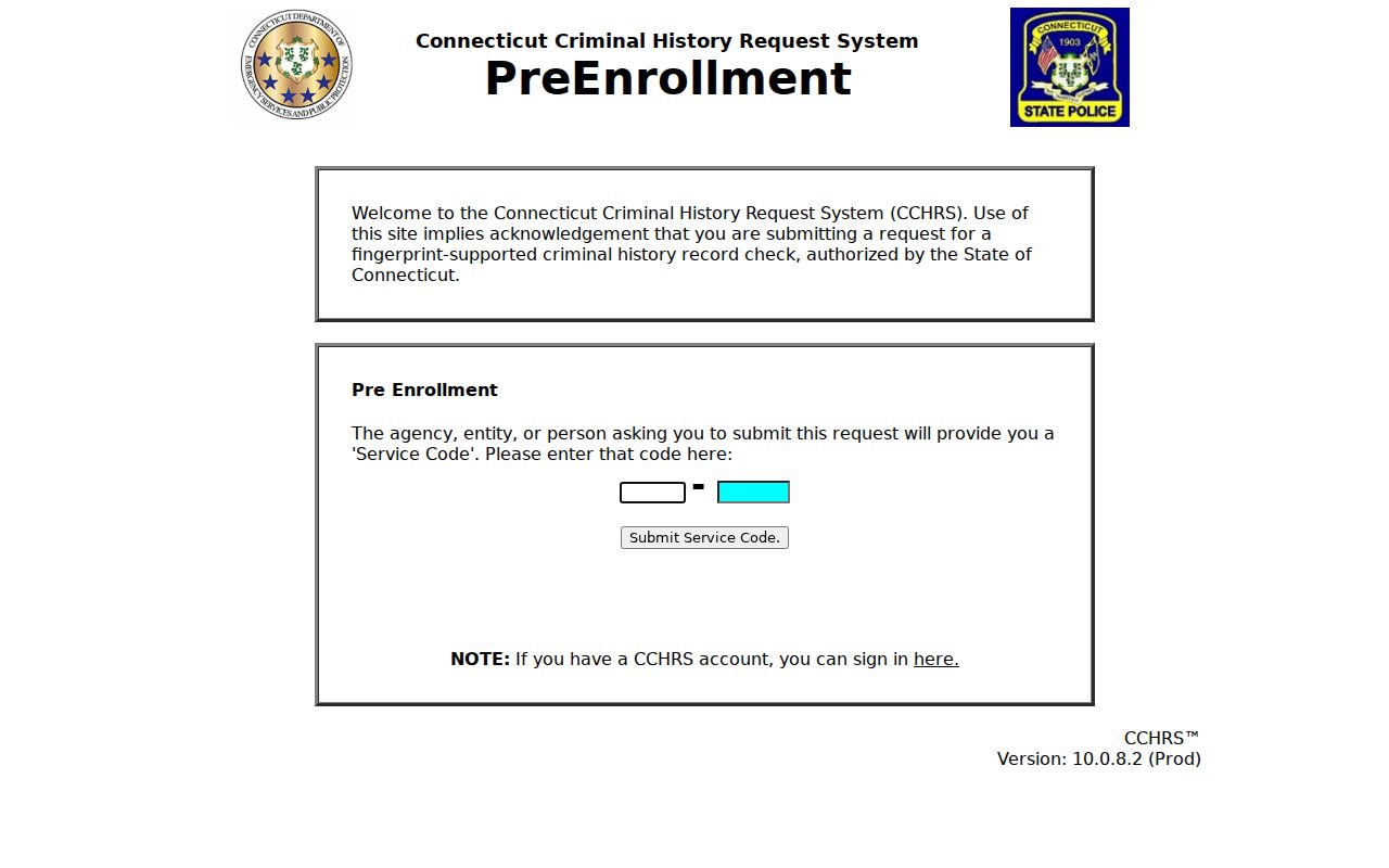 Connecticut CCHRS criminal-history pre-enrollment screen
